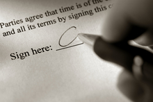 Person, signing, document, pen