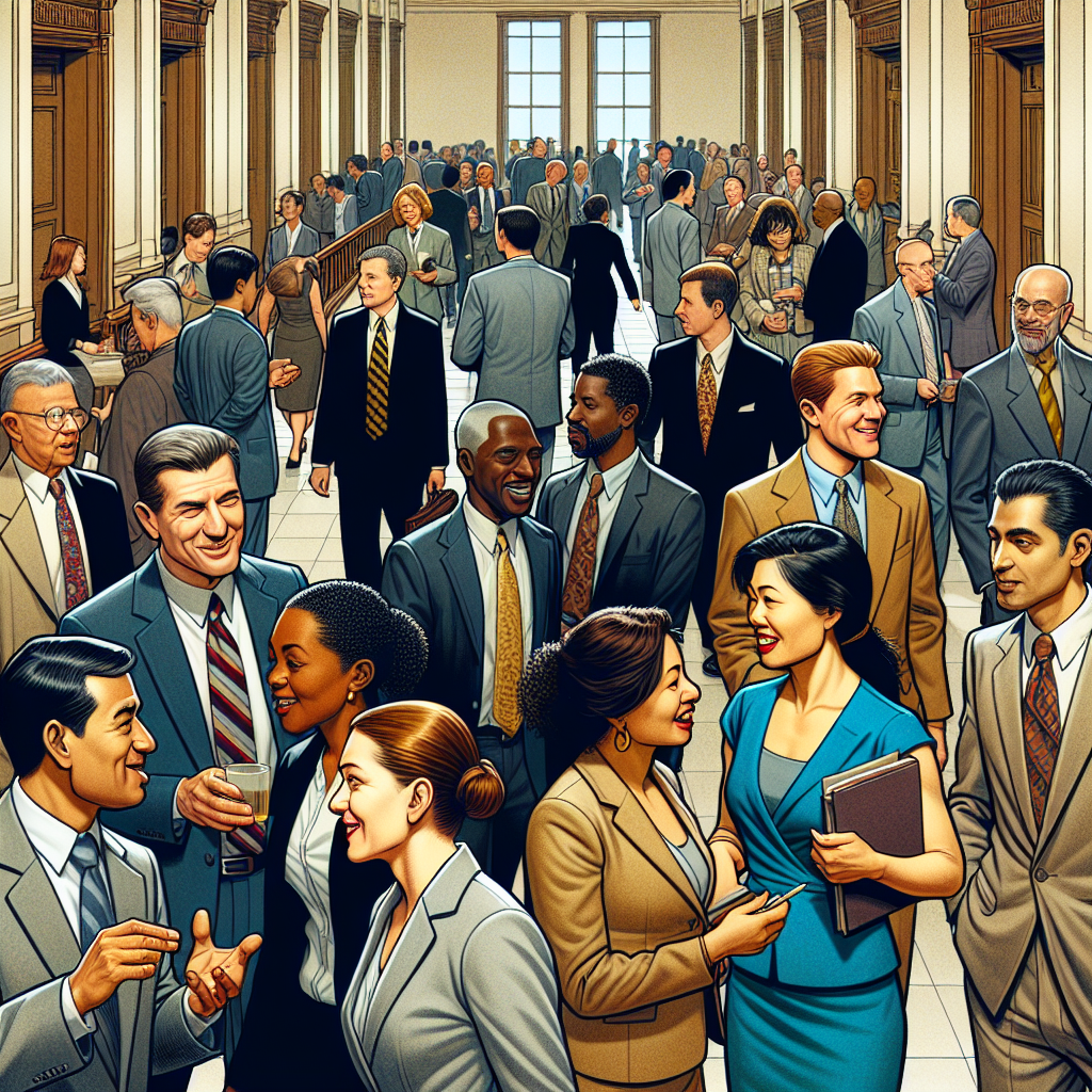 A group of people standing in a hallway, seeking advice from a New York City real estate lawyer during a free consultation.